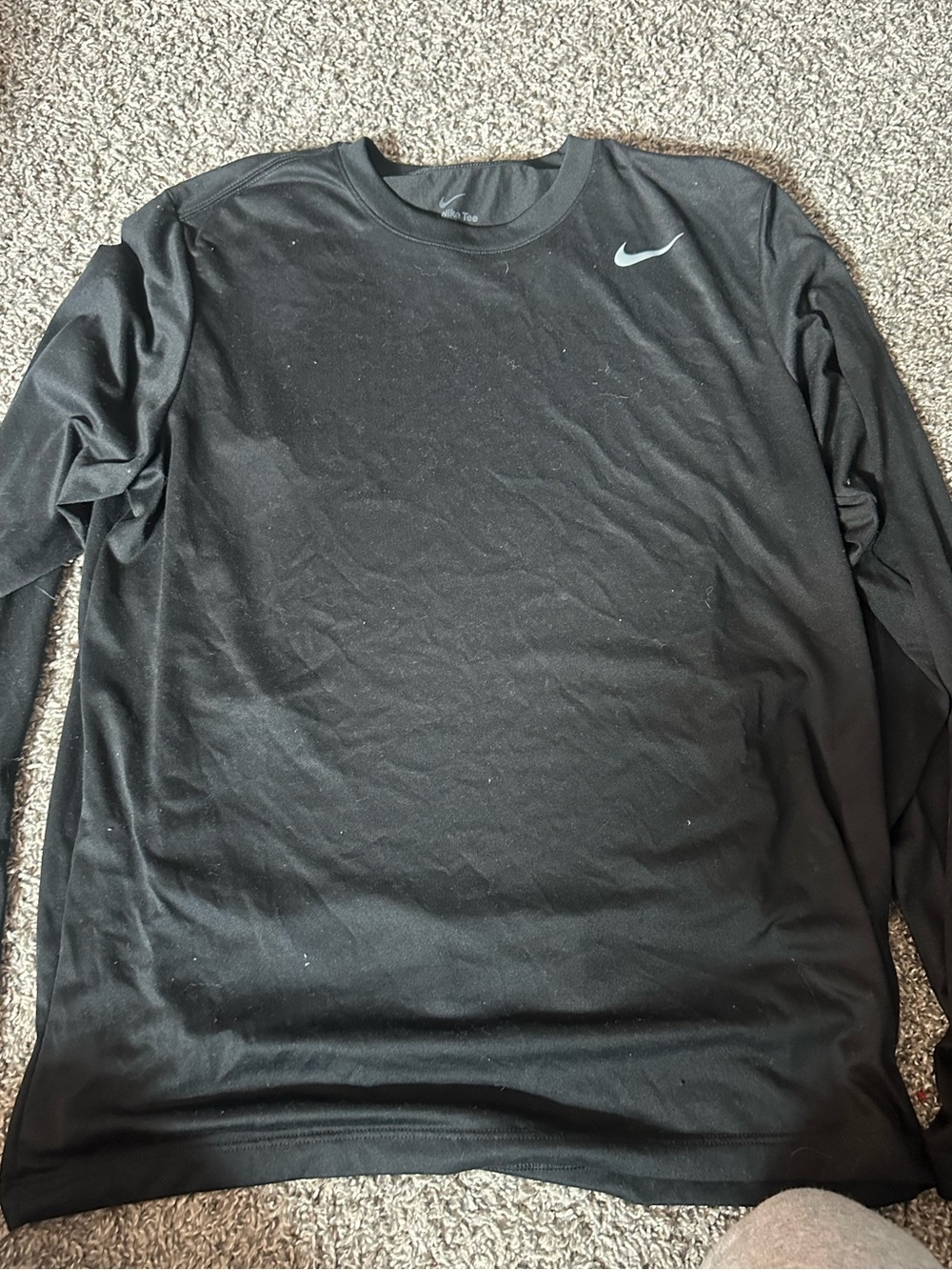 Nike Black Long-Sleeve Dri-FIT Crew with Silver Swoosh